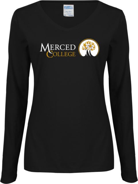 Merced College Ladies Long Sleeve V Neck Tee Secondary Logo - ONLINE ONLY