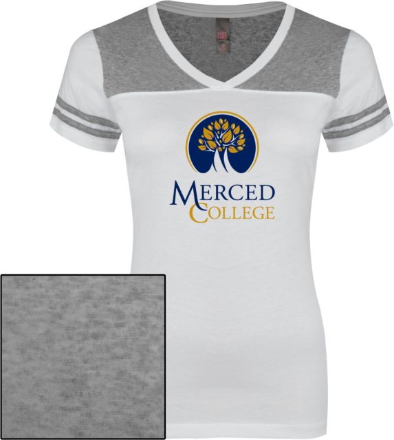 Merced College Ladies Juniors Varsity V Neck Tee Primary Logo - ONLINE ONLY