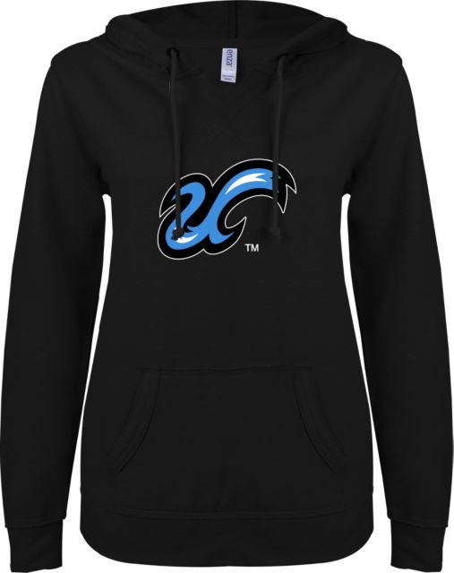 UMass Boston ENZA Ladies V Notch Raw Edge Fleece Hoodie The U - ONLINE ONLY