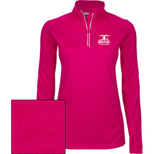 UMass Boston Dark Pink Heather Ladies Fleece Jacket Primary Logo