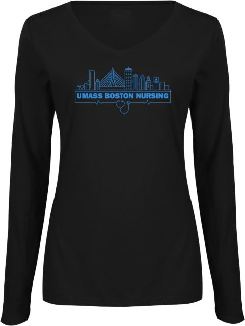 UMass Boston Ladies Long Sleeve V Neck Tee UMB Nursing - ONLINE ONLY