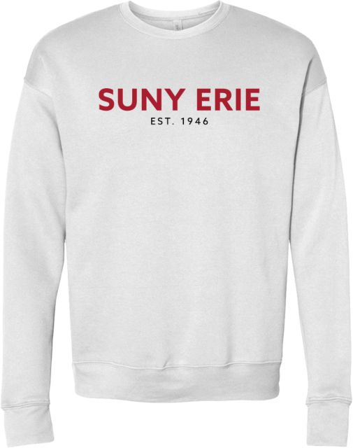 Erie CC Bella + Canvas Fleece Crew SUNY Erie Est. 1946 Wordmark - ONLINE ONLY