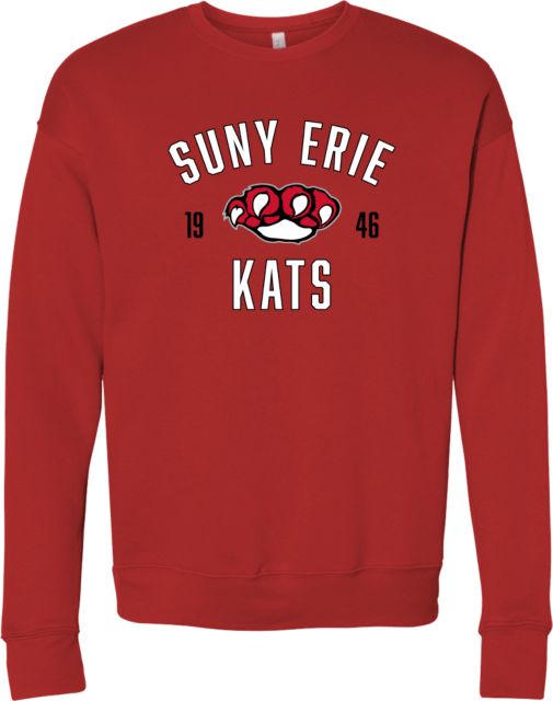 Erie CC Bella + Canvas Fleece Crew SUNY Erie Kats Arched - ONLINE ONLY