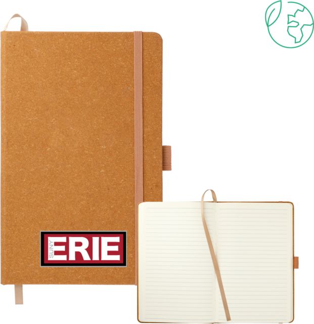 Erie CC 5.5 x 8.5 Natural FSC Mix Recycled Leather Bound Journal SUNY Erie Wordmark - ONLINE ONLY