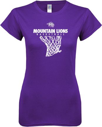 Young Harris Next Level Ladies SoftStyle Junior Fitted Tee Mountain Lions Basketball w/ Hanging Net - ONLINE ONLY