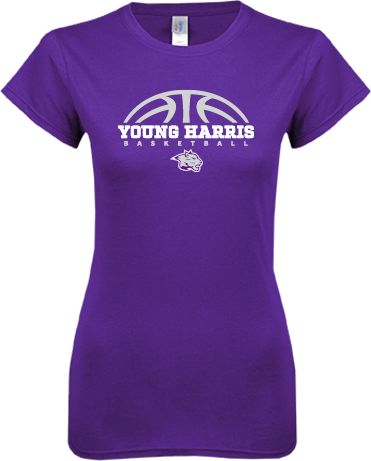 Young Harris Next Level Ladies SoftStyle Junior Fitted Tee Young Harris Basketball Half Ball - ONLINE ONLY