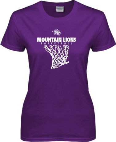 Young Harris Ladies T Shirt Mountain Lions Basketball w/ Hanging Net - ONLINE ONLY