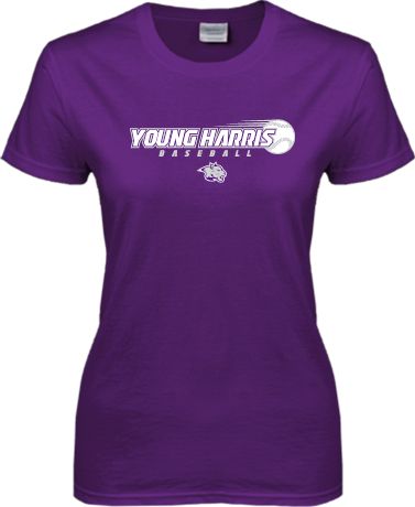 Young Harris Ladies T Shirt Young Harris Baseball w/ Flying Ball - ONLINE ONLY