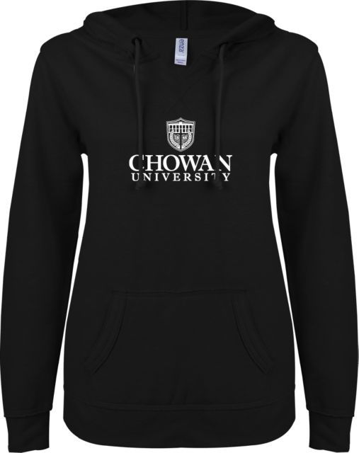 Chowan ENZA Womens V Notch Raw Edge Fleece Hoodie Primary Mark - ONLINE ONLY