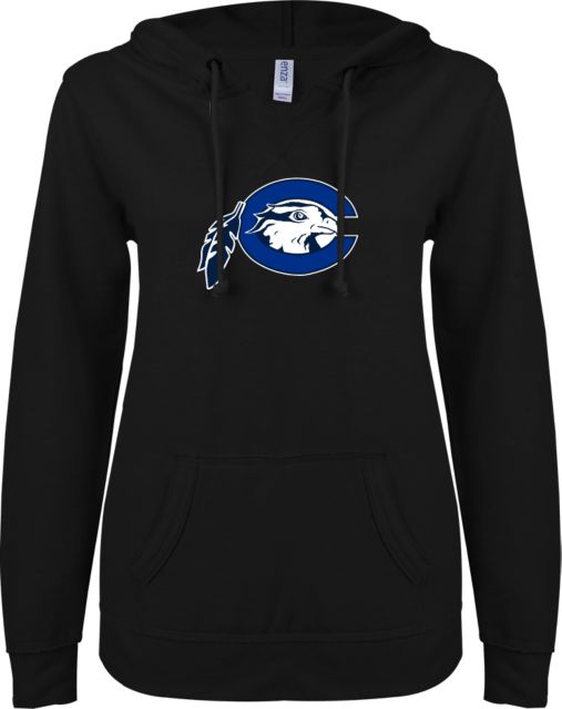 Chowan ENZA Womens V Notch Raw Edge Fleece Hoodie Mascot Logo - ONLINE ONLY