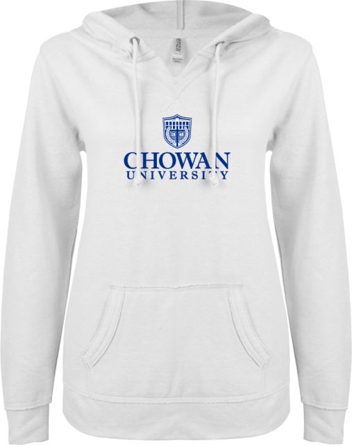 Chowan ENZA Womens V Notch Raw Edge Fleece Hoodie Primary Mark - ONLINE ONLY