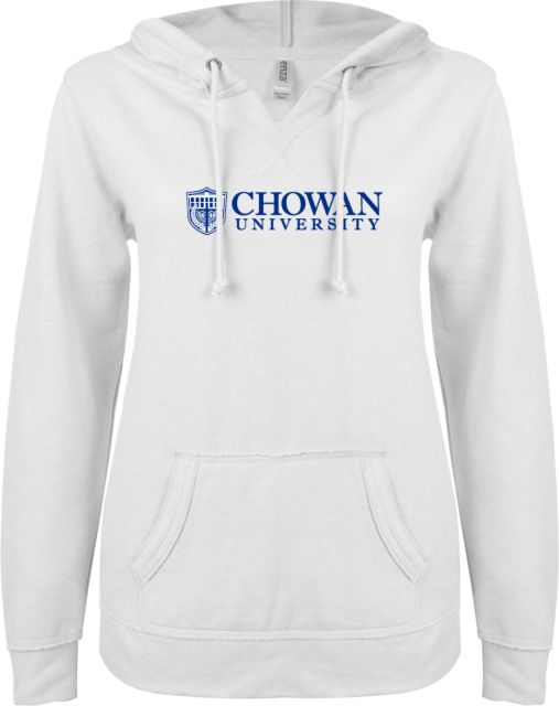 Chowan ENZA Womens V Notch Raw Edge Fleece Hoodie Horizontal Primary Mark - ONLINE ONLY