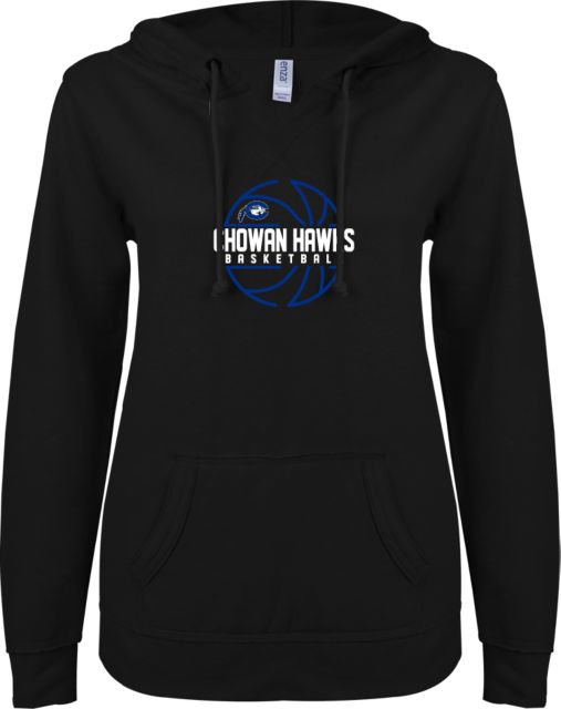 Chowan ENZA Ladies V Notch Raw Edge Fleece Hoodie Chowan Hawks Basketball - ONLINE ONLY