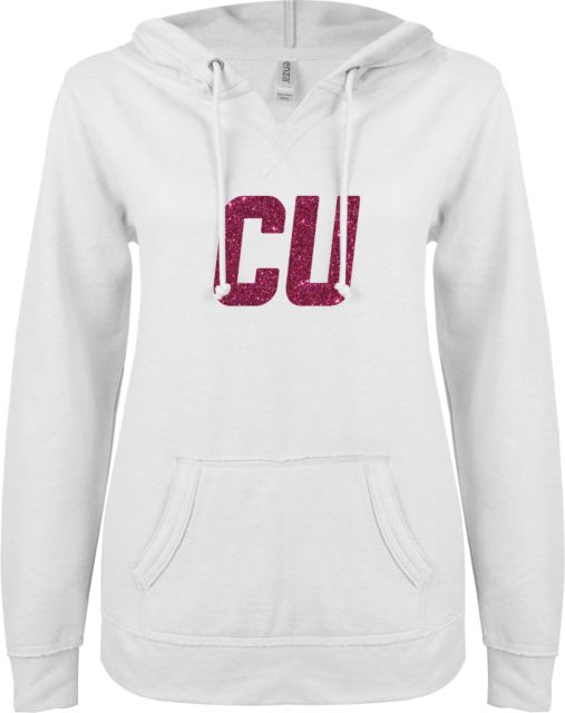 Chowan ENZA Womens V Notch Raw Edge Fleece Hoodie CU Glitter Glitter - ONLINE ONLY