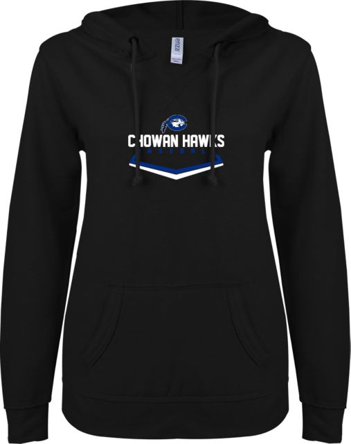 Chowan ENZA Ladies V Notch Raw Edge Fleece Hoodie Chowan Hawks Baseball - ONLINE ONLY