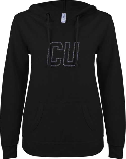 Chowan ENZA Womens V Notch Raw Edge Fleece Hoodie CU Glitter Soft Glitter - ONLINE ONLY
