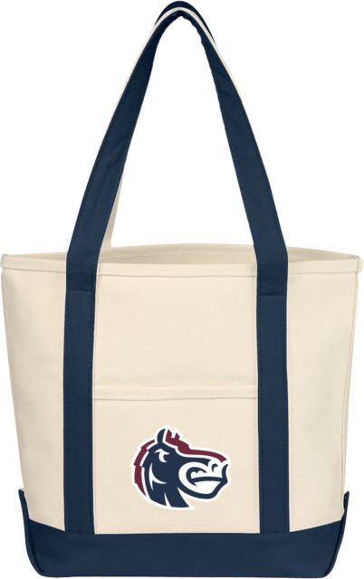 FDU Knights Cotton Canvas Natural/Navy Tote Bag Fairleigh Knightro Head - ONLINE ONLY