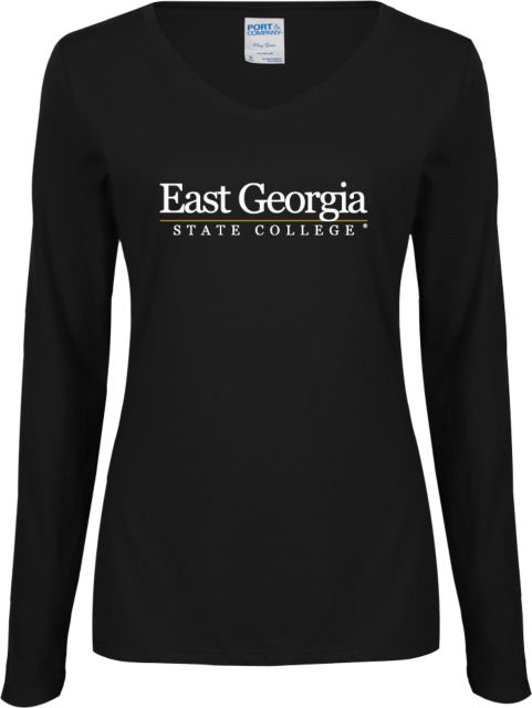 East Georgia State Ladies Long Sleeve V Neck Tee Primary Mark - ONLINE ONLY