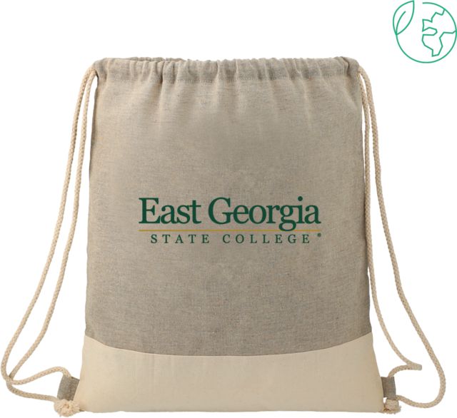 East Georgia State Split Recycled Cotton Grey/Natural Drawstring Bag Primary Mark - ONLINE ONLY