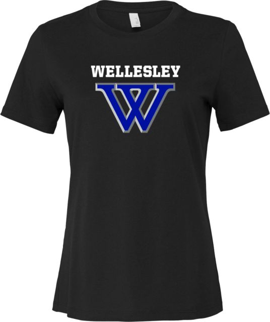 Wellesley Bella + Canvas Womens Relaxed Cotton T Shirt Wellesley Primary Athletic Mark - ONLINE ONLY