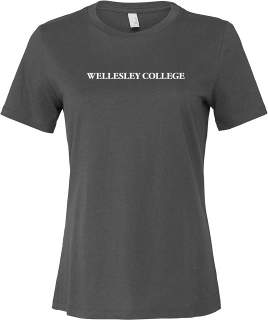Wellesley Bella + Canvas Womens Asphalt Relaxed Cotton T Shirt Wellesley College Wordmark - ONLINE ONLY