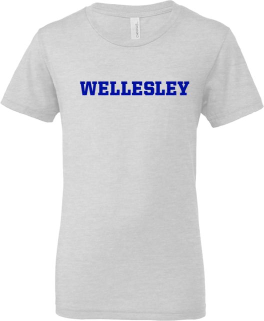 Wellesley Bella + Canvas Youth Ash Jersey T Shirt Wellesley Athletic Wordmark - ONLINE ONLY