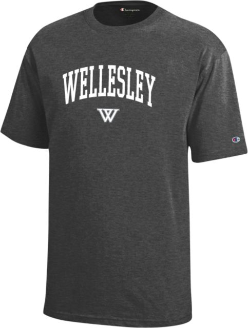 Wellesley Champion Youth Granite Short Sleeve Tee Wellesley Arched - ONLINE ONLY
