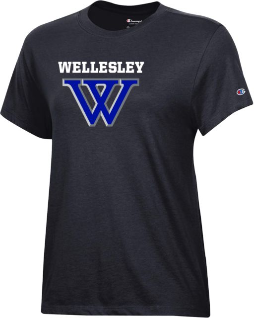 Wellesley Champion Womens Core Short Sleeve Tee Wellesley Primary Athletic Mark - ONLINE ONLY