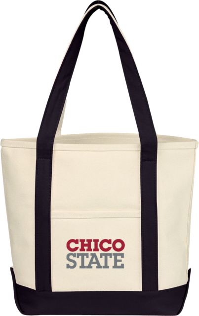 Chico State Cotton Canvas Tote Bag Chico State Stacked - ONLINE ONLY