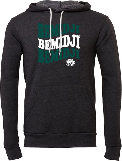 Bemidji State Bella + Canvas Dark Fleece Hood Bemidji Repeating - ONLINE ONLY