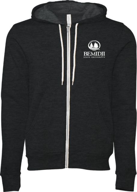 Bemidji State Bella + Canvas Dark Full Zip Hood Bemidji State University - Wordmark Stacked - ONLINE ONLY