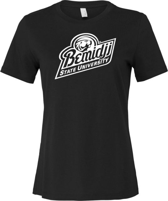 Bemidji State Bella + Canvas Womens Relaxed Cotton T Shirt Bemidji State University Script - ONLINE ONLY