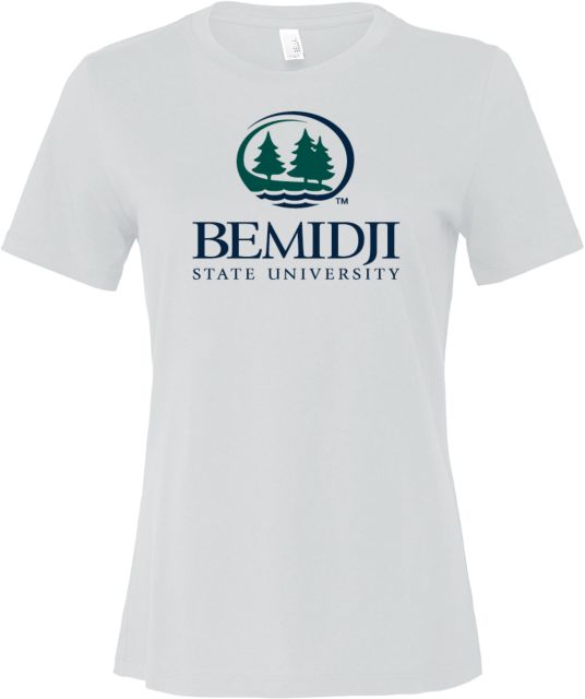 Bemidji State Bella + Canvas Womens Relaxed Cotton T Shirt Bemidji State University - Wordmark Stacked - ONLINE ONLY