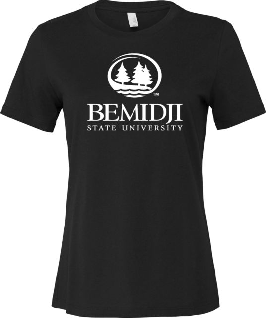 Bemidji State Bella + Canvas Womens Relaxed Cotton T Shirt Bemidji State University - Wordmark Stacked - ONLINE ONLY