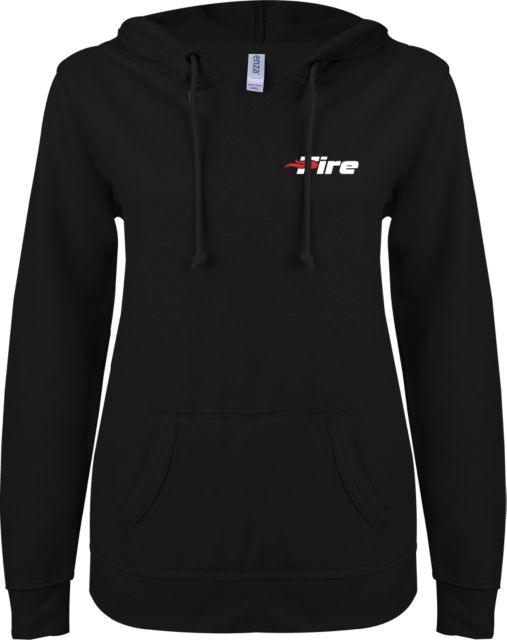 Southeastern ENZA Ladies V Notch Raw Edge Fleece Hoodie Primary Mark - ONLINE ONLY