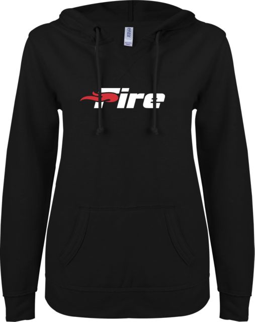 Southeastern ENZA Ladies V Notch Raw Edge Fleece Hoodie Primary Mark - ONLINE ONLY