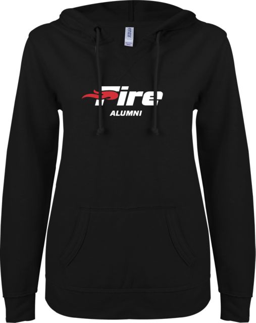 Southeastern ENZA Ladies V Notch Raw Edge Fleece Hoodie Alumni - ONLINE ONLY