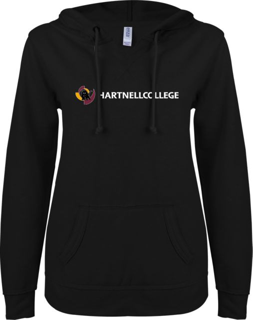 Hartnell ENZA Womens V Notch Raw Edge Fleece Hoodie Horizontal Mark - ONLINE ONLY