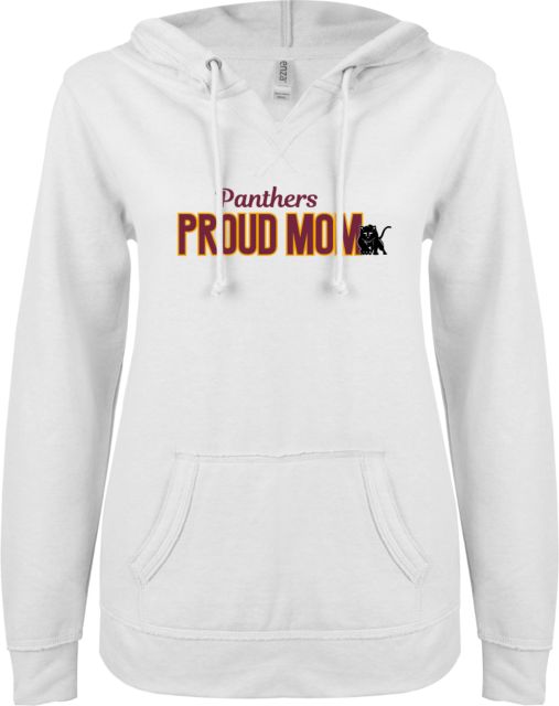 Hartnell ENZA Womens V Notch Raw Edge Fleece Hoodie Panthers Proud Mom - ONLINE ONLY