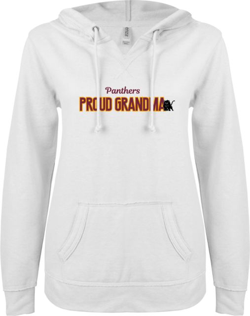 Hartnell ENZA Womens V Notch Raw Edge Fleece Hoodie Panthers Proud Grandma - ONLINE ONLY
