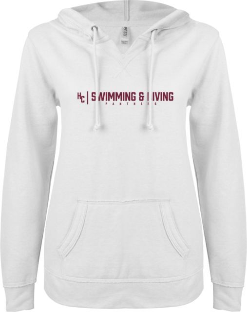 Hartnell ENZA Womens V Notch Raw Edge Fleece Hoodie HC Swimming and Diving - ONLINE ONLY