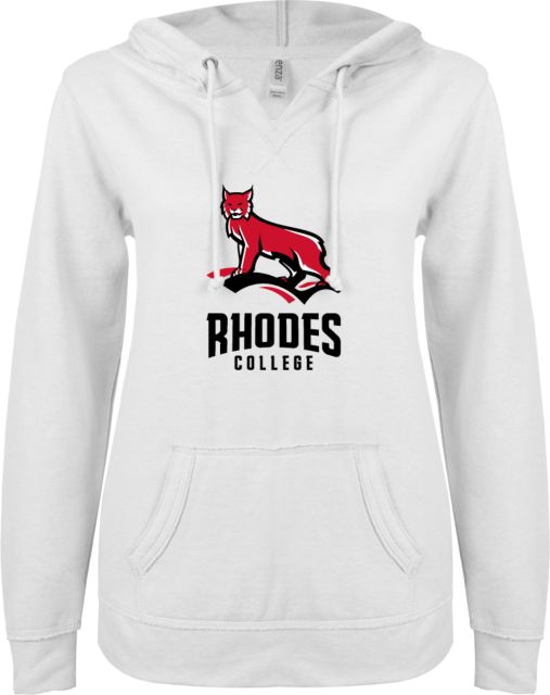 Rhodes ENZA Womens V Notch Raw Edge Fleece Hoodie Lynx and Bridge - ONLINE ONLY