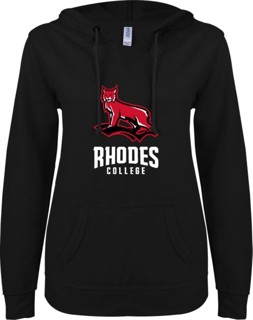 Rhodes ENZA Womens V Notch Raw Edge Fleece Hoodie Lynx and Bridge - ONLINE ONLY