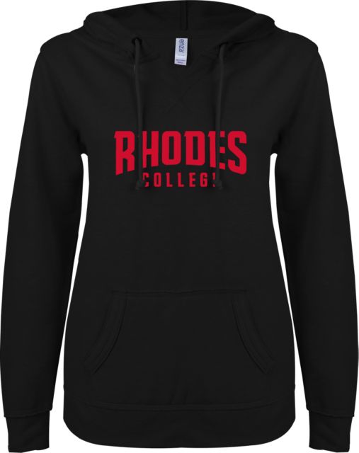 Rhodes ENZA Womens V Notch Raw Edge Fleece Hoodie Wordmark - ONLINE ONLY