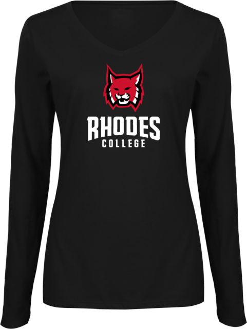 Rhodes Womens Long Sleeve V Neck Tee  Lynx Head - ONLINE ONLY