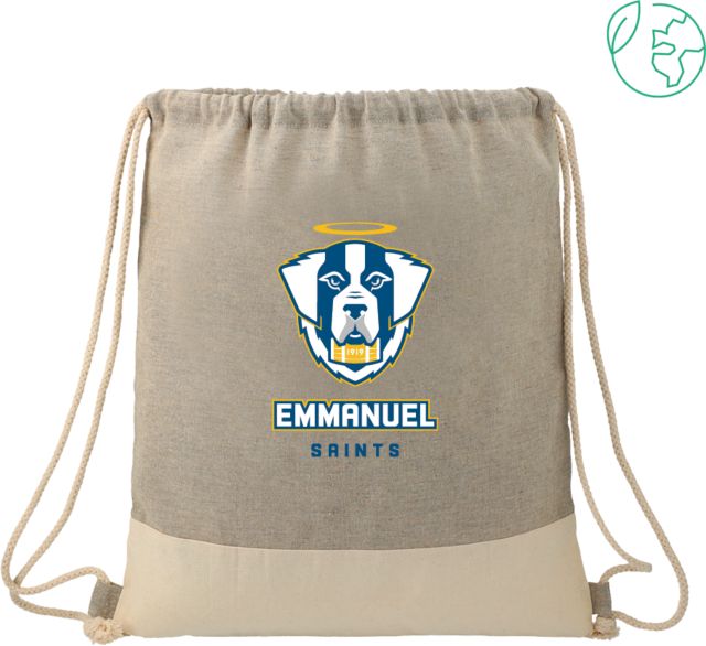 Emmanuel Split Recycled Cotton Grey/Natural Drawstring Bag Primary Logo - ONLINE ONLY