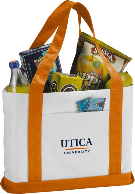 Utica Contender White/Navy Canvas Tote Utica University - Insitutional Mark - ONLINE ONLY