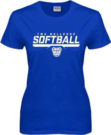 Tennessee Wesleyan Ladies T Shirt TWU Bulldogs Softball Stencil - ONLINE ONLY