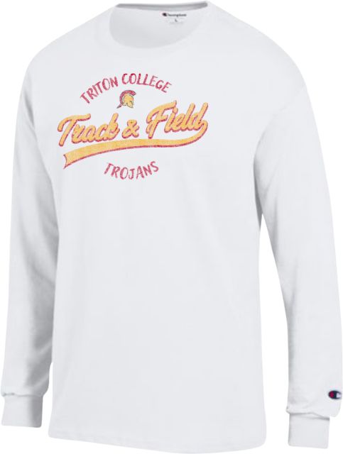 Triton Champion Long Sleeve T Shirt Triton College - Trojans Track and Field Distressed - ONLINE ONLY