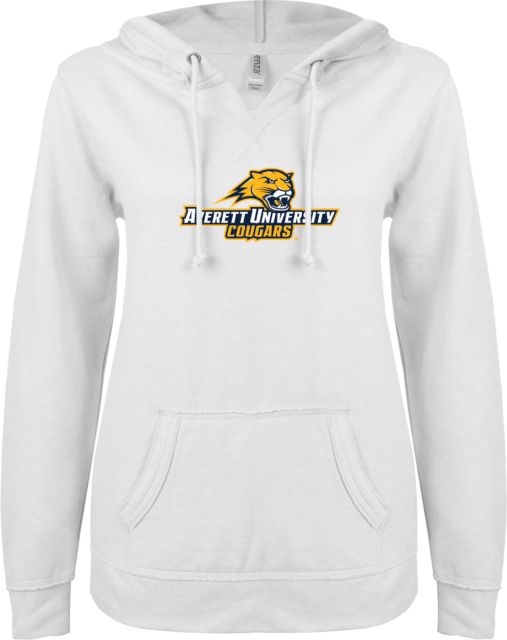 Averett ENZA Womens V Notch Raw Edge Fleece Hoodie Averett University Cougars - ONLINE ONLY